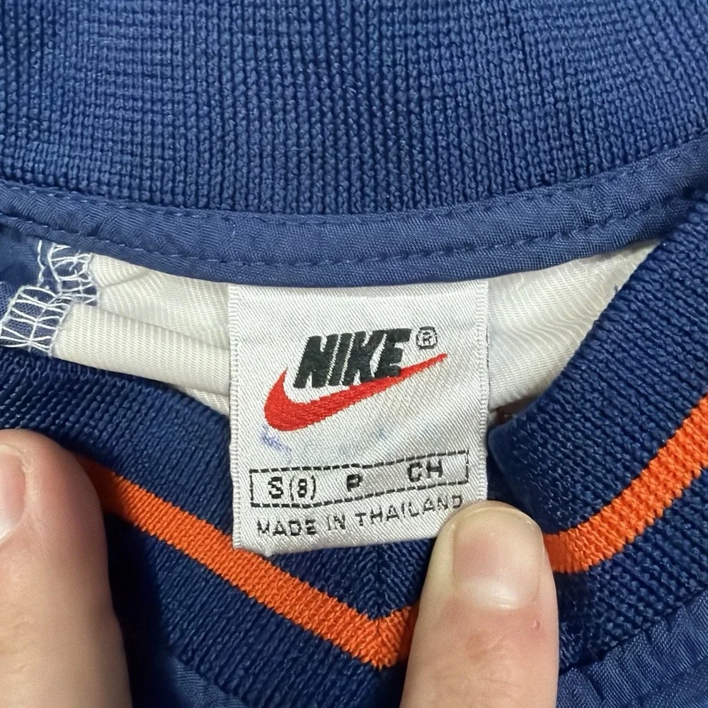 Vintage 90s Nike Blue White Orange Nylon Pullover Windbreaker Jacket Youth S (6)